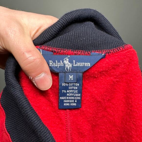 Vintage 90s Polo Ralph Lauren Joggers Mens M Baggy Crimson Red Cotton Sweatpants - Picture 4 of 4